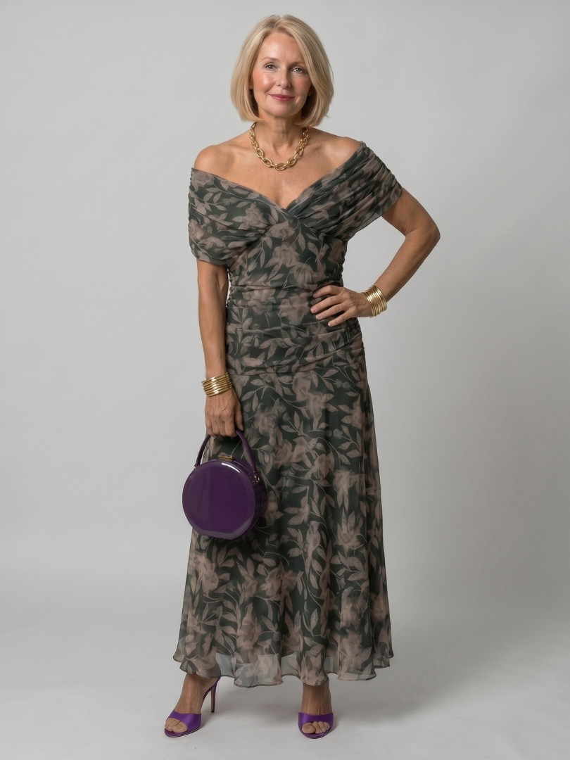 Tracy | Off Shoulder Flow Midi Dress