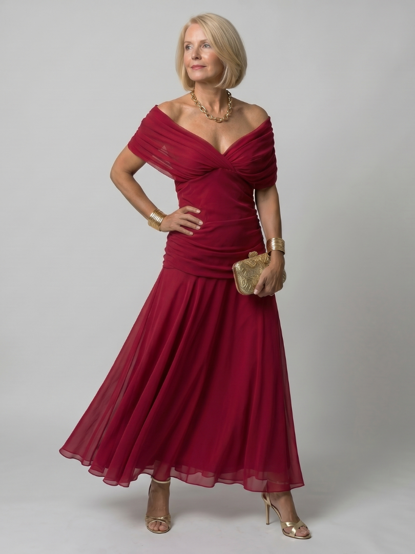 Tracy | Off Shoulder Flow Midi Dress