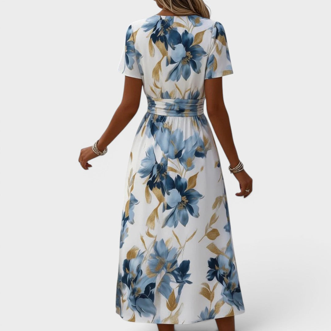 Katie | Floral Wrap Waist Midi Dress