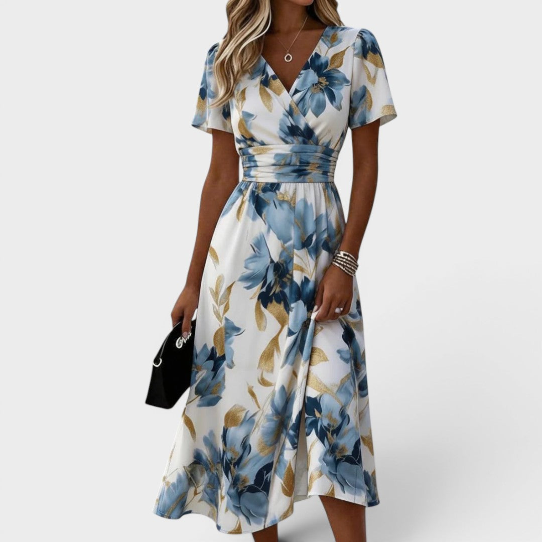 Katie | Floral Wrap Waist Midi Dress