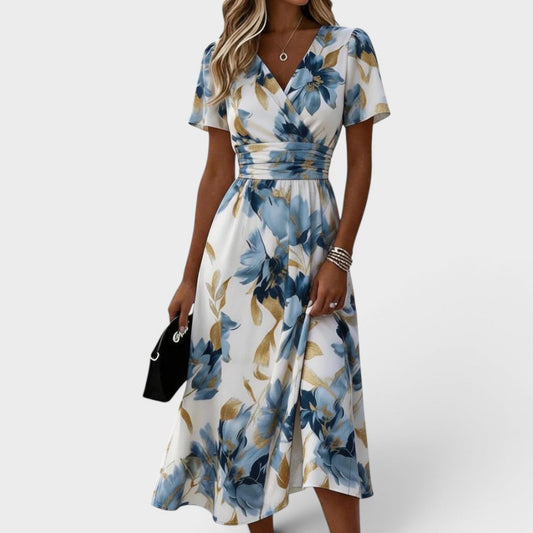 Katie | Floral Wrap Waist Midi Dress