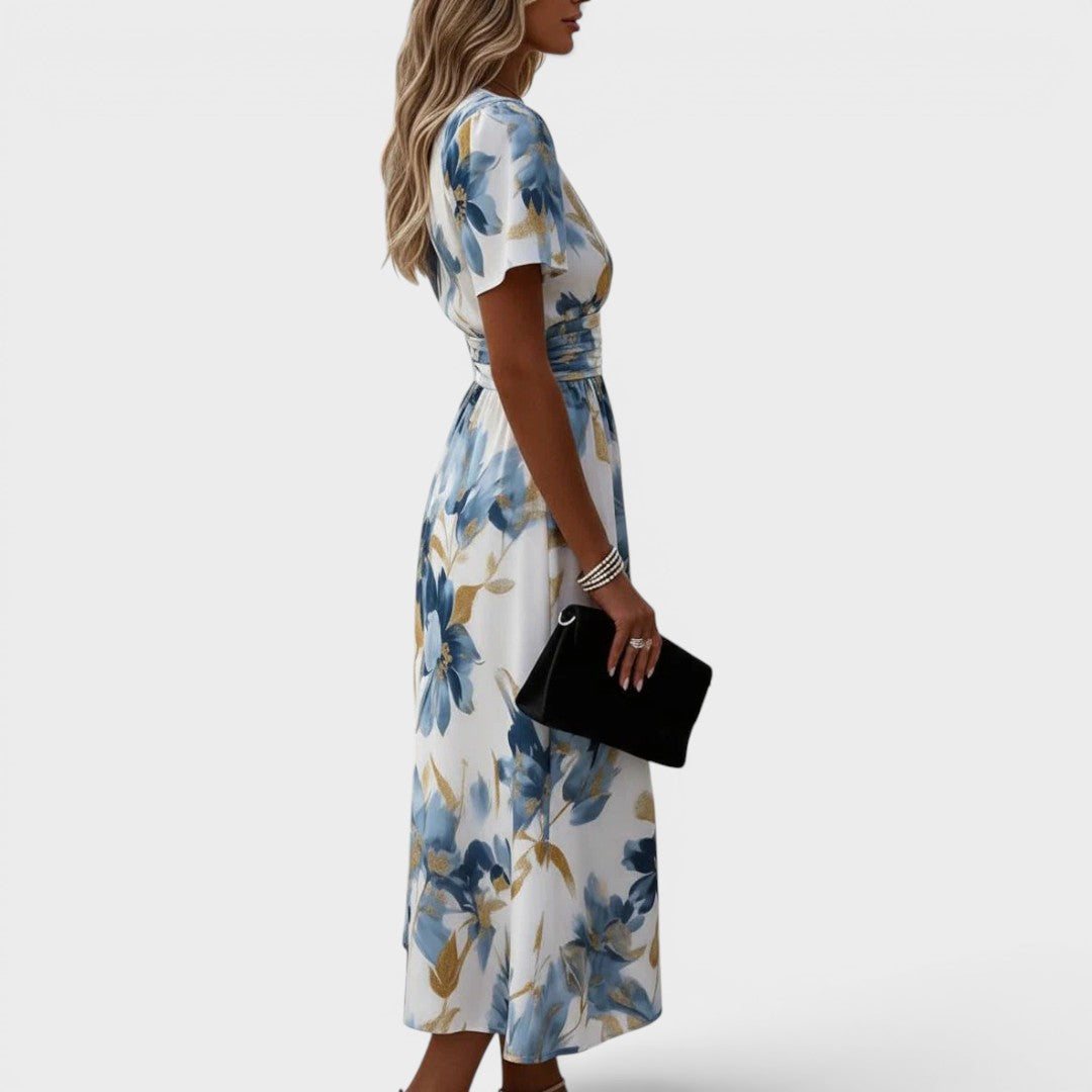 Katie | Floral Wrap Waist Midi Dress