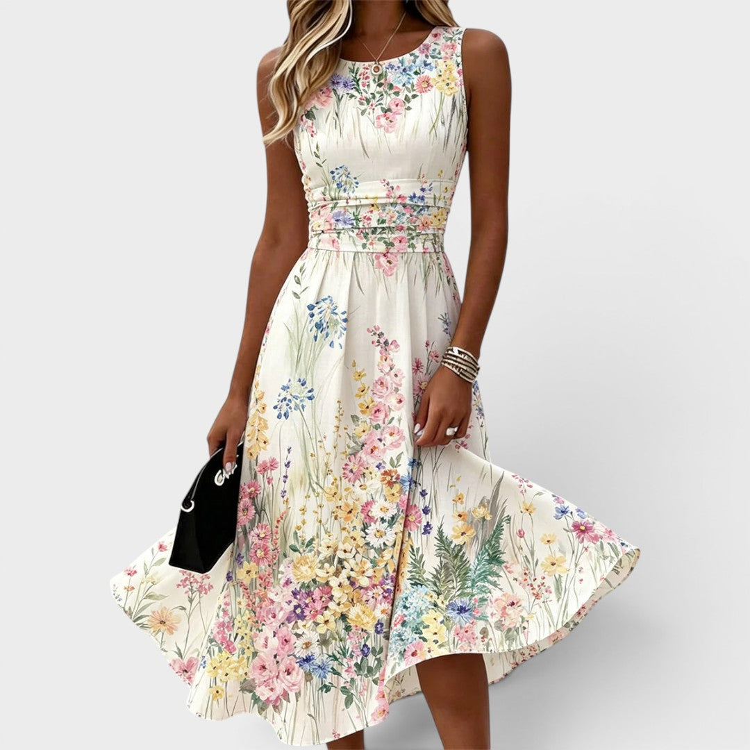 Elara | Sleeveless Floral Midi Dress