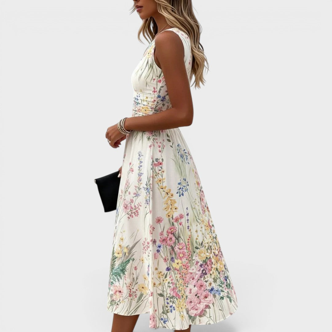 Elara | Sleeveless Floral Midi Dress