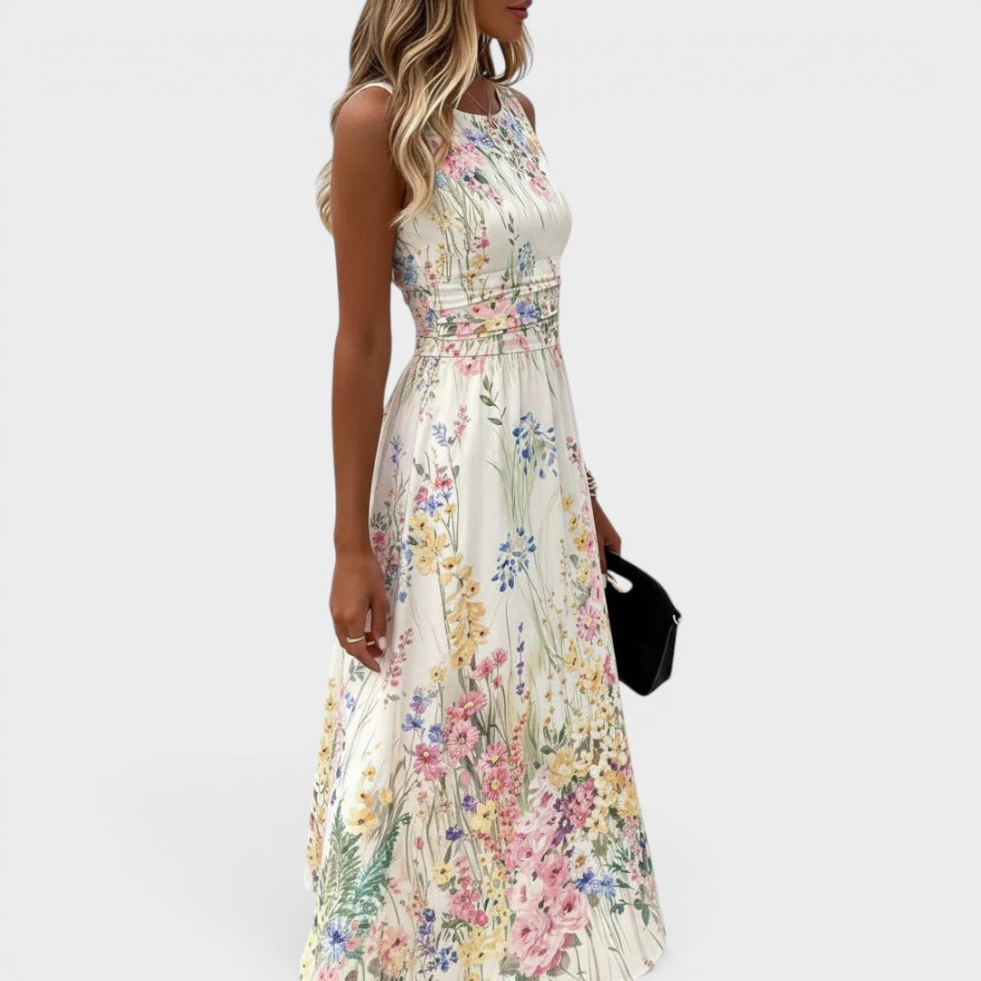 Elara | Sleeveless Floral Midi Dress
