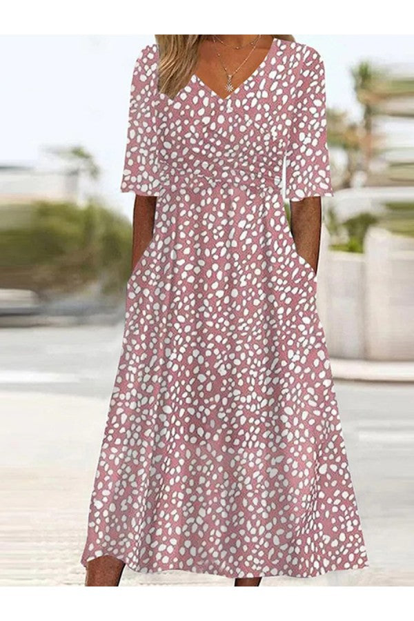 CLARA | ELEGANT TUMMY-FLATTERING POLKA DOT MIDI DRESS